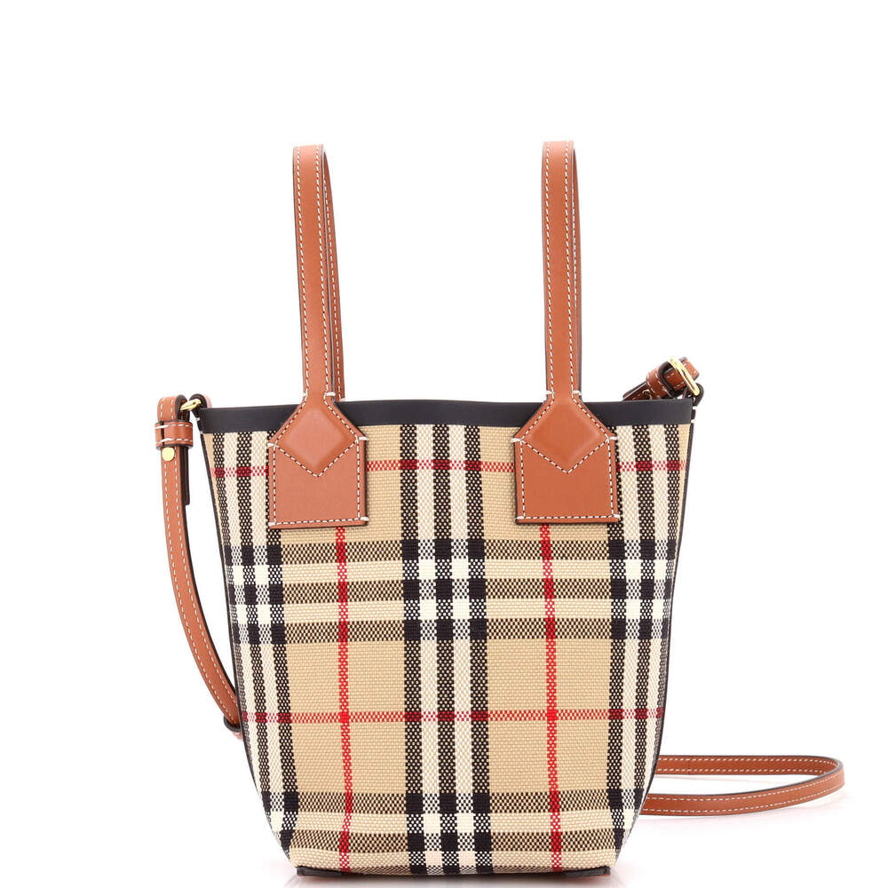 Burberry Mini London Bucket Bag Vintage Check Canvas